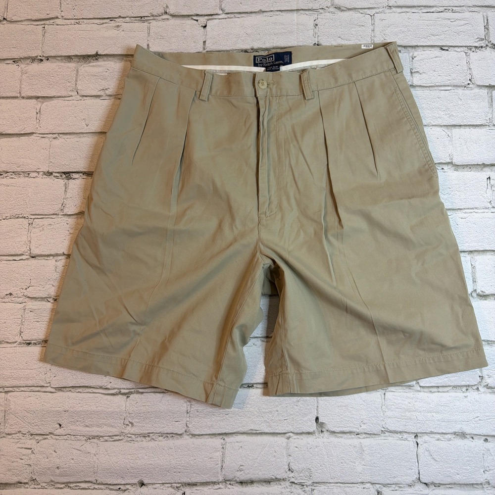 VINTAGE Ralph Lauren Polo Pleated Shorts Mens 36 Classic Chino Baggy Twill